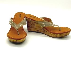 Arizona jean thong wedge heel sandals